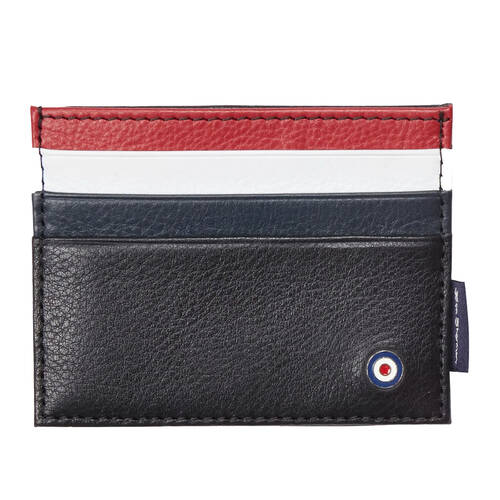 Ben Sherman Leather Card Holder Case Wallet - Black/Red
