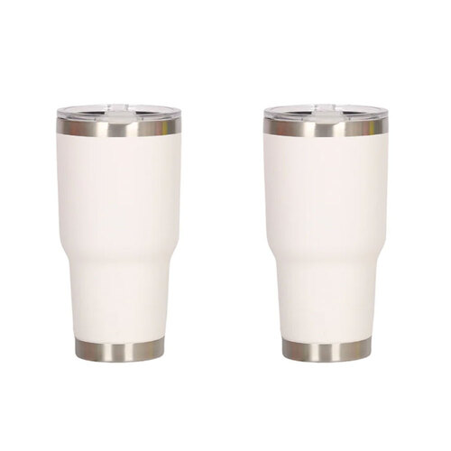 2PK Kuvings Stainless Steel 880mL/30oz Tumbler w/ Lid - White