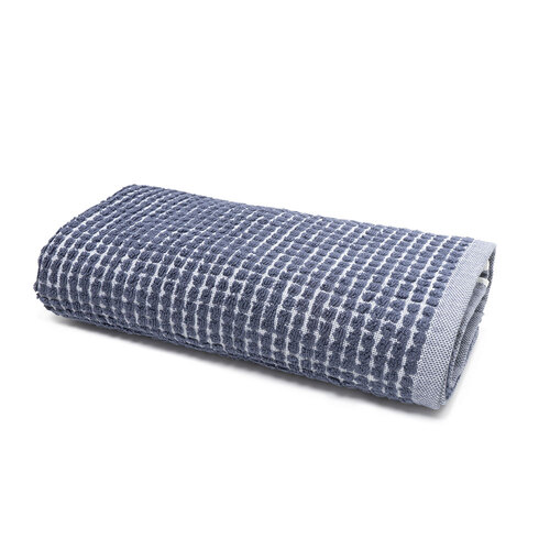 Tontine 68x137cm Bath Towel Dobby Grids 550gsm Cotton Blue Denim