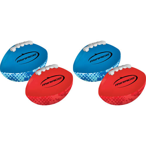 2x 2pc Mirage Mini Rugby Balls Kids Outdoor Water Toy Set Orange/Blue