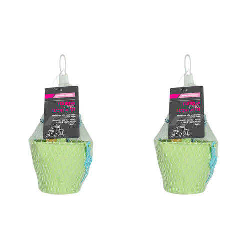 2x 7pc Mirage Eco Ocean Kids Outdoor Beach Toy Set Multicoloured