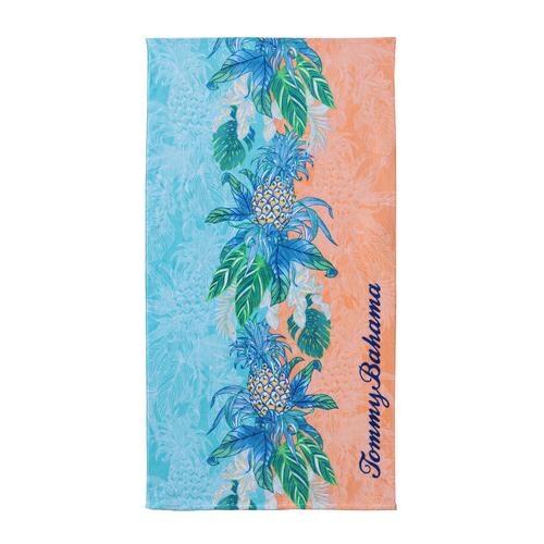 Tommy Bahama Pineapple Splash 91x173cm Cotton Beach Towel Aqua/Coral