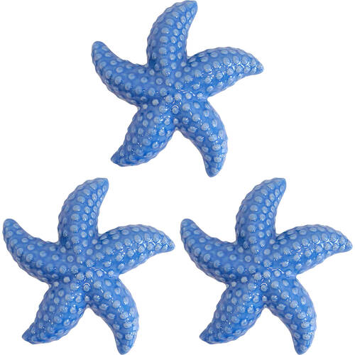 3PK LVD Starfish Ceramic Figurine Home Decor Medium Blue