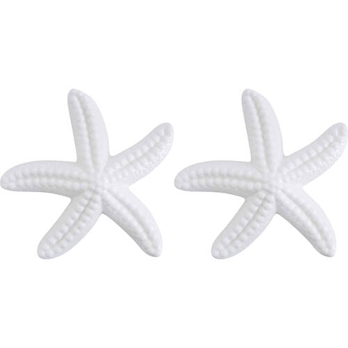 2PK LVD Starfish Ceramic Figurine Home Decor Large White