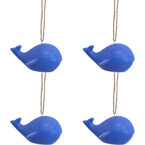 4PK LVD Ceramic Hanging Whale Home/Office Decor 11x6cm - Blue