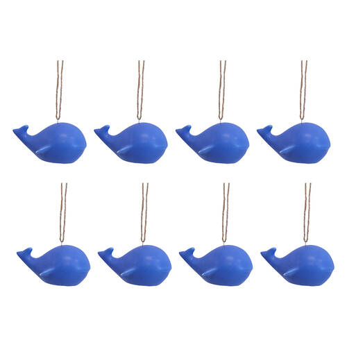 8PK LVD Ceramic Hanging Whale Home/Office Decor 11x6cm - Blue