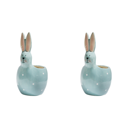 2PK LVD Ceramic Bunny Planter Plant Pot Mint Decorative Home Decor