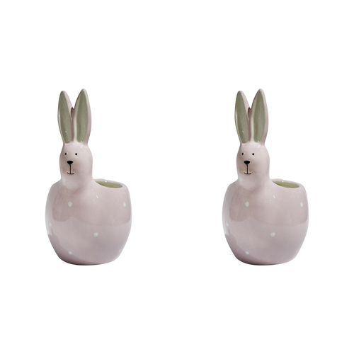 2PK LVD Ceramic Bunny Planter Marshmallow Decorative Home Decor
