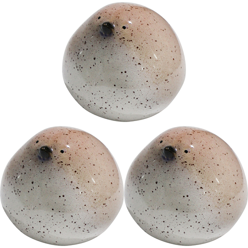 3PK LVD Ceramic Birdie Ornament Medium Decorative Home Decor Peach