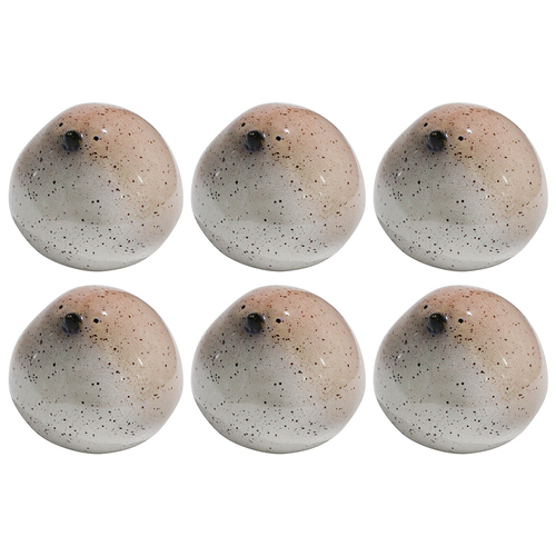 6PK LVD Ceramic Birdie Ornament Medium Decorative Home Decor Peach