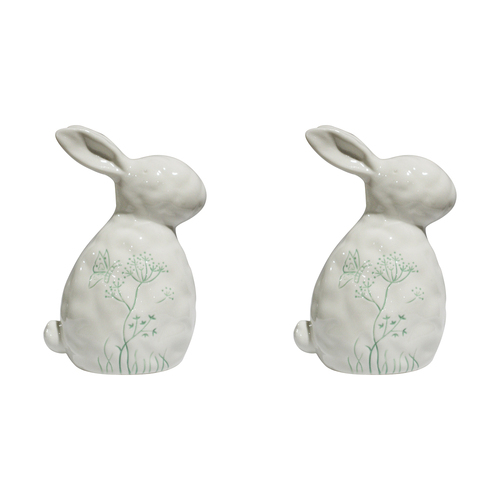 2PK LVD Porcelain Ornament Rabbit Large Frenchie Sage Decorative Home Decor