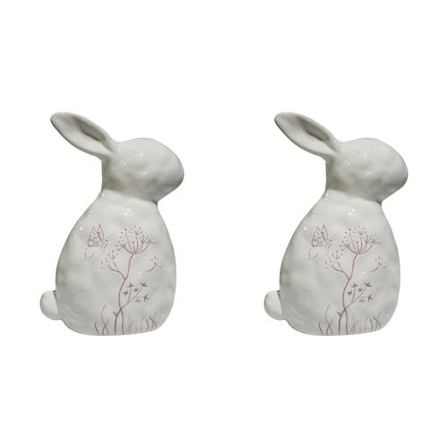 2PK LVD Porcelain Ornament Rabbit Large Frenchie Blush Decorative Home Decor