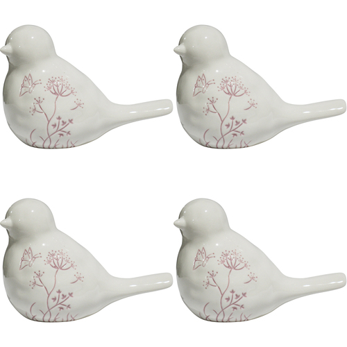4PK LVD Porcelain Ornament Bird Frenchie Blush Decorative Home Decor
