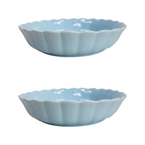 2PK LVD Belle Powder 21.5cm Ceramic Coupe Bowl Round - Blue