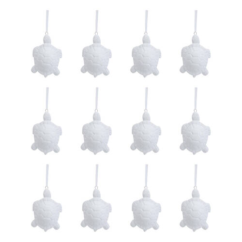 12PK LVD Ceramic Hanging Turtle Home/Office Decor 8x5cm - White