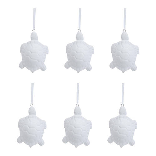 6PK LVD Ceramic Hanging Turtle Home/Office Decor 8x5cm - White