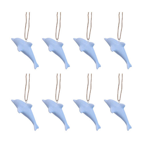 8PK LVD Ceramic Hanging Dolphin Home/Room Decor 11x6cm - Tidal
