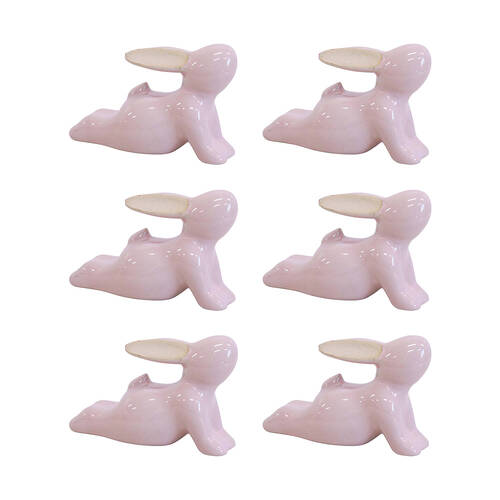 6PK LVD Yoga Bunny A Ceramic Figurine Home/Lounge Decor 8.5cm Pink