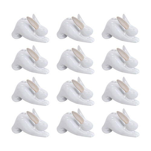 12PK LVD Yoga Bunny B Ceramic Figurine Home/Lounge Decor 7.5cm White