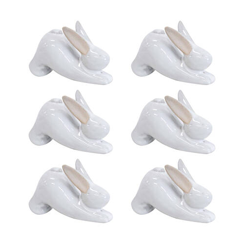 6PK LVD Yoga Bunny B Ceramic Figurine Home/Lounge Decor 7.5cm White