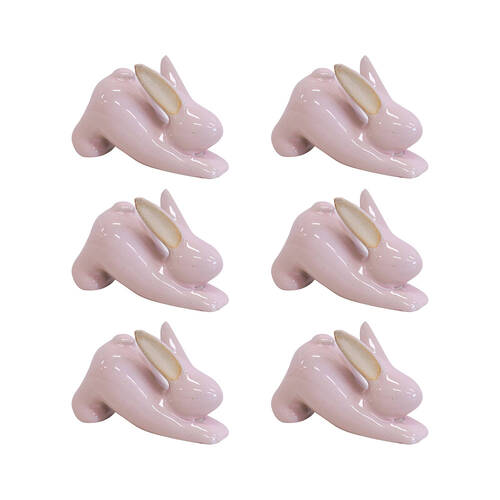 6PK LVD Yoga Bunny B Ceramic Figurine Home/Lounge Decor 7.5cm Pink