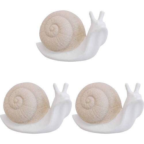 3PK LVD Sheldon Snail Ceramic Figurine Home/Lounge Decor Small