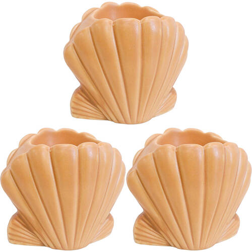 3PK LVD Ceramic Candle Holder Display Shell Medium 7.5cm - Tuscan