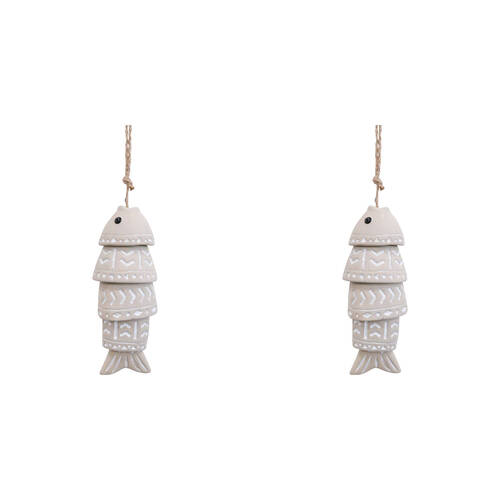 2PK LVD Hanger Fish Ceramic Hanging Ornament Decor Natural 26cm