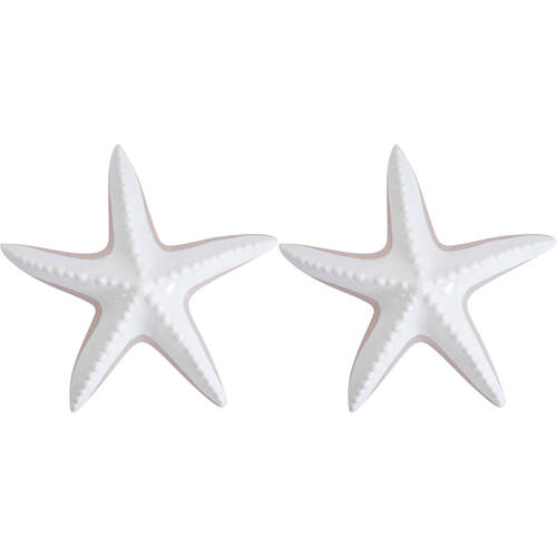 2PK LVD Starfish Organic Ceramic Figurine Home Decor Large White