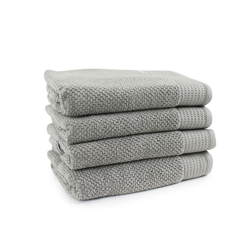 4pc Onkaparinga 69x140cm Avalon Bath Towel 550GSM Warm Silver