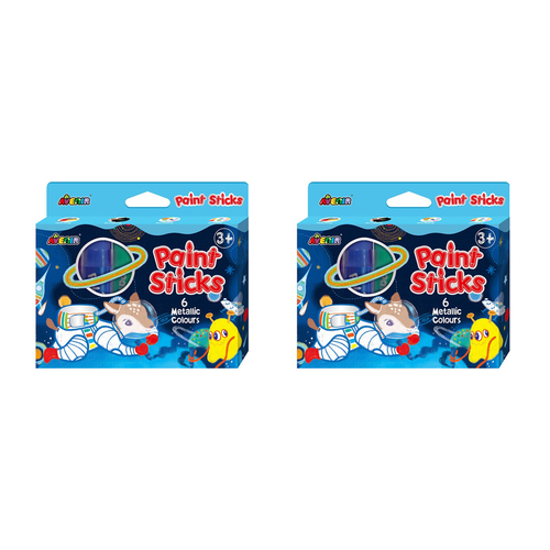 2PK Avenir Paint Sticks Metallic 6 Colours Kids Art Activity 3y+