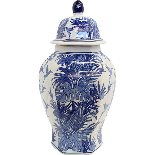 LVD Porcelain Tropic Ginger Jar Home Decoration 24.5x24.5x44cm Blue/White