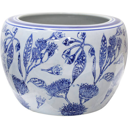 LVD Porcelain Decorative Planter Pot Flowering Gum Large 16x25cm Blue/White