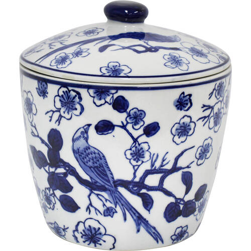 LVD Porcelain Cannister/Planter Home Decor Blossom/Bird Large