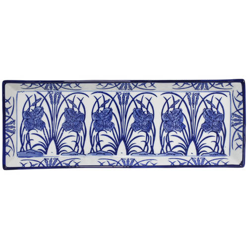 LVD Porcelain Rectangular Plate Trinket Display Tray 35x13cm Iris/Rush