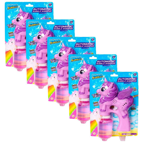 5PK Wanna Bubbles Magical Bubble Maker Gun Kids Outdoor Toy Unicorn Assorted