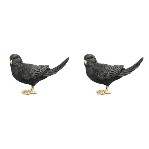 2PK White Moose Resin Budgie Home/Office Living Room Decor - Black