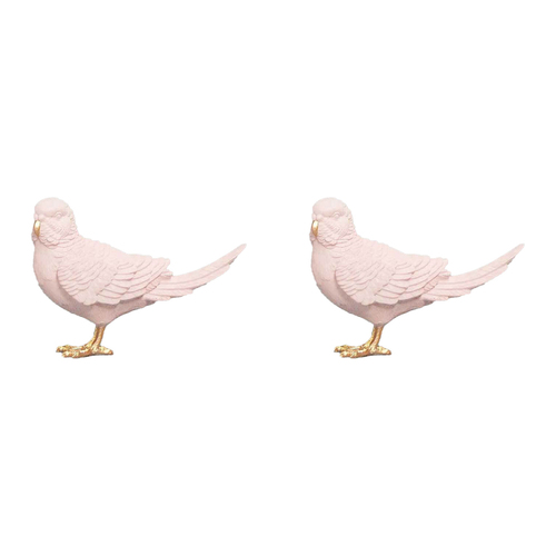 2PK White Moose Resin/Metal Budgie Home/Office Living Room Decor - Pink