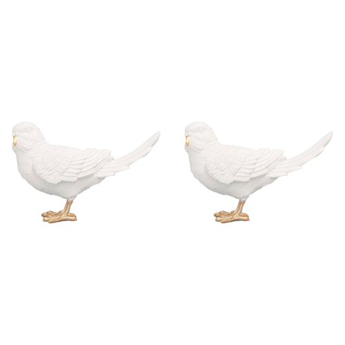 2PK White Moose Resin Budgie Home/Office Living Room Decor - White