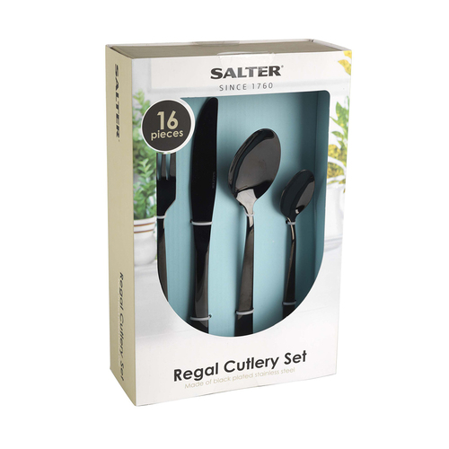 16pc Salter Regal Black Cutlery Set
