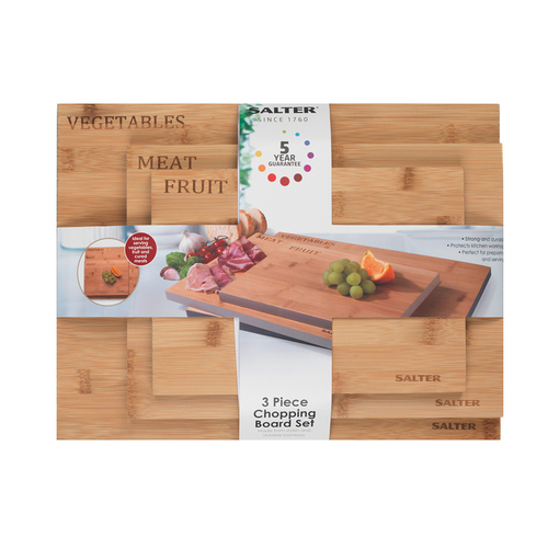 3pc Salter Chopping Board Set W/Colour Rim