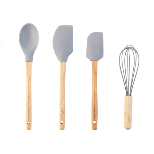 4pc Salter Silicone Food Cooking Tool/Utensil Set Grey