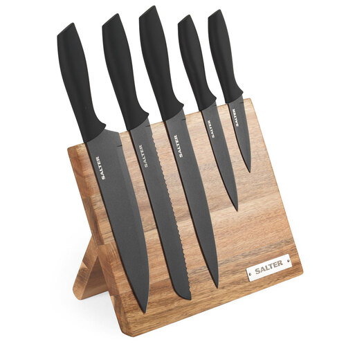 5pc Salter Knife Set w/ Magnetic Wooden Block