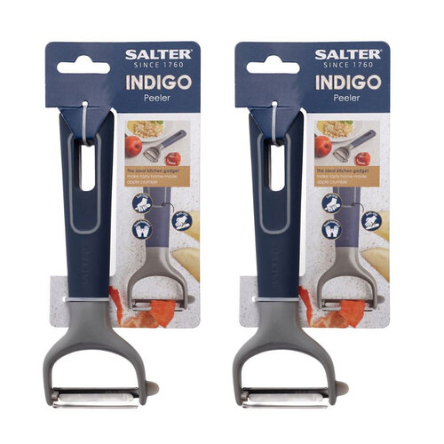 2x Salter Indigo Food/Fruit/Vegetable Peeler w/ Anti Slip Handle