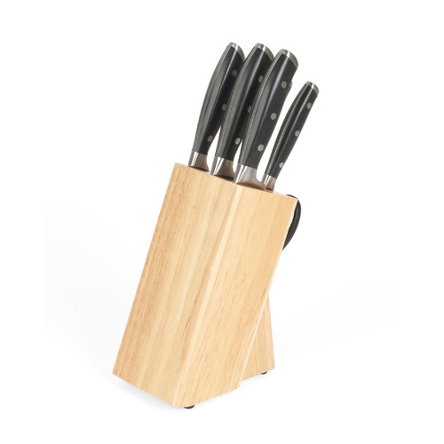 6pc Salter Wooden Food Chopping/Cutting Knife Block Set