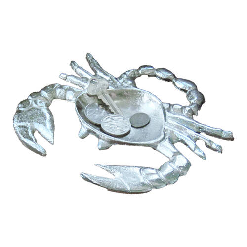 White Moose Crab Home Decor Metal Trinket Bowl/Tray Organiser 19x17x2.5cm Silver