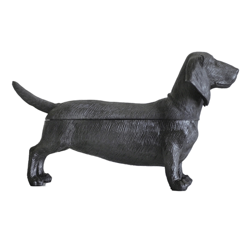 White Moose 47x23cm Resin Dachshund Secret Bowl - Black