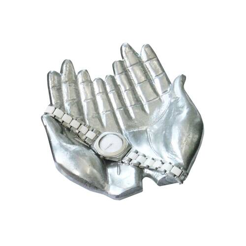 White Moose Hand Home Decor Metal Trinket Bowl/Tray Organiser 16.5x16x5cm Silver