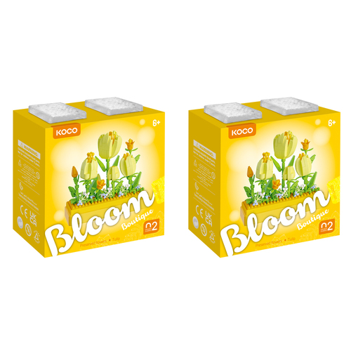 2x 295pc Koco Preserved Fresh Flower Tulip Kids Building Bricks Toy 6y+