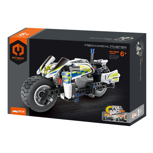 193pc iM.Master Pull Back Police Motorbike Building Blocks Kids Toy Set 6y+